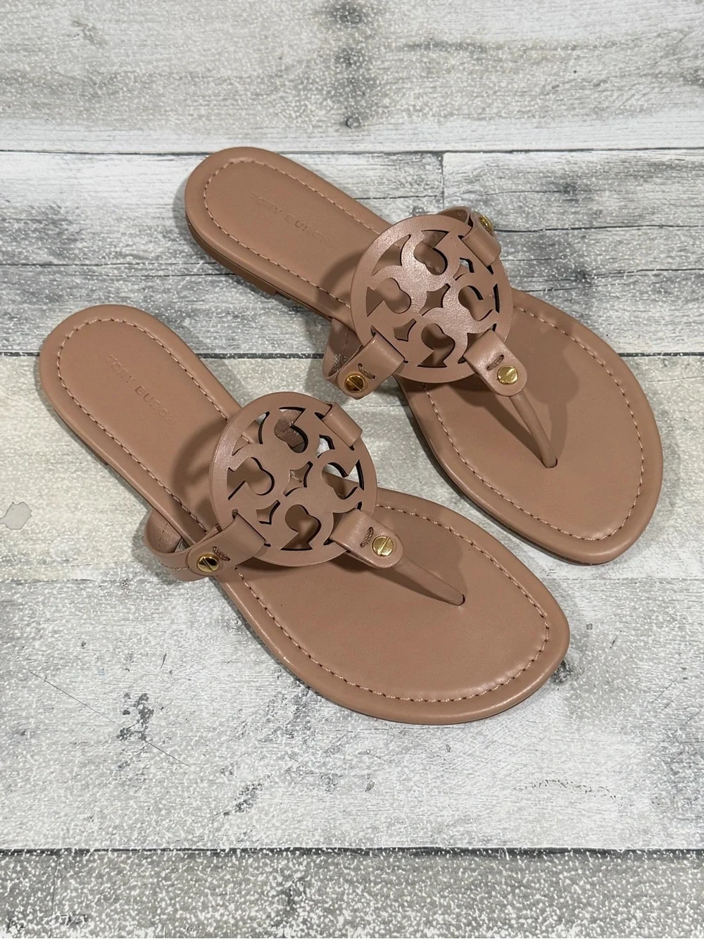 Tory Burch Women's Miller Flip Flop Leather Sandals - Makeup - Size - 7.5  .US